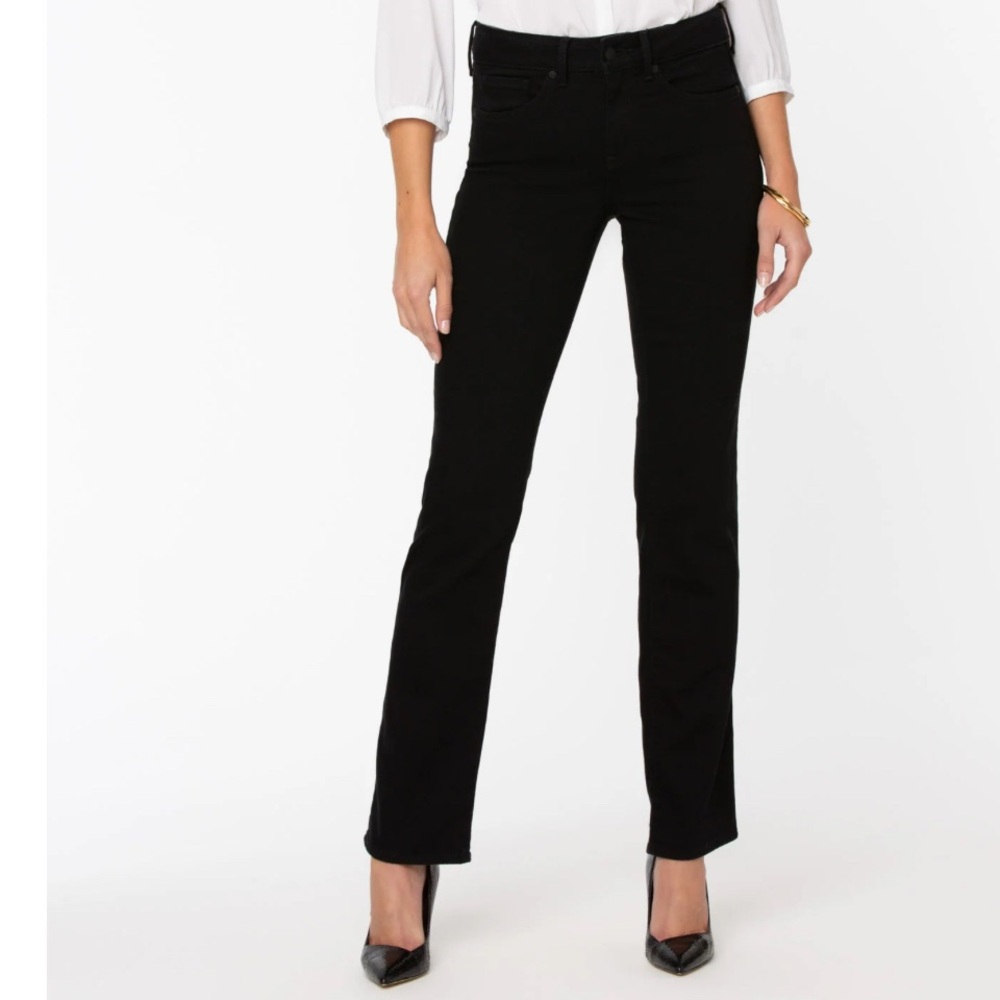 NYDJ Marilyn Black Straight Jeans Sz 10